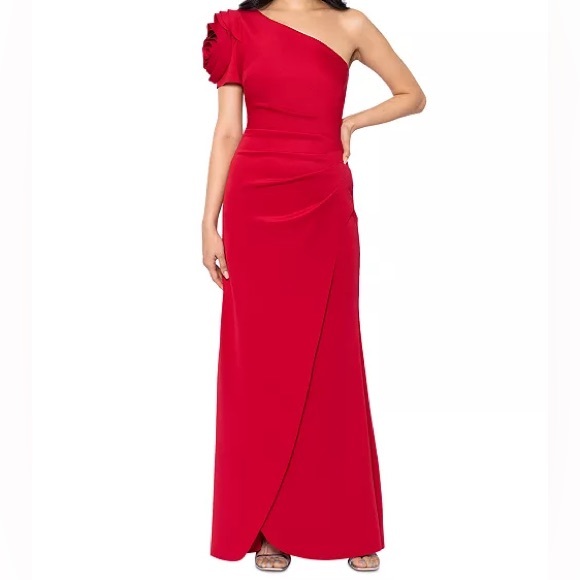 XSCAPE
Women's Floral-Sleeve One-Shoulder Gown - Picture 1 of 4